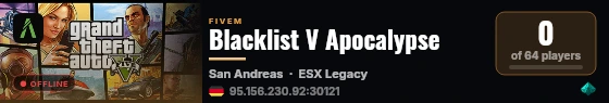 Blacklist V Apocalypse live status badge
