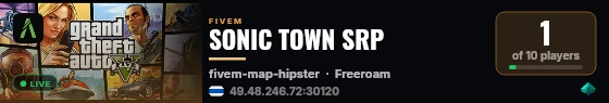 SONIC TOWN SRP live status badge