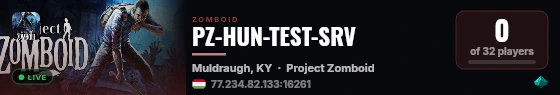 PZ-HUN-TEST-SRV live status badge