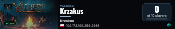 Krzakus live status badge