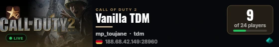 Vanilla TDM live status badge