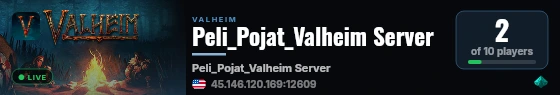 Peli_Pojat_Valheim Server live status badge