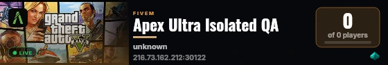 Apex Ultra Isolated QA live status badge