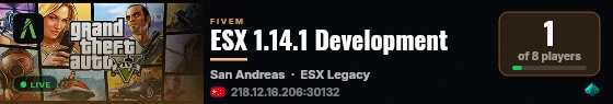 ESX 1.14.1 Development live status badge