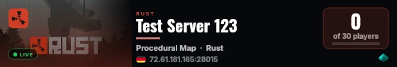 Test Server 123 live status badge