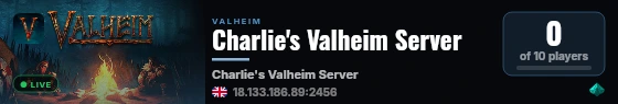 Charlie's Valheim Server live status badge