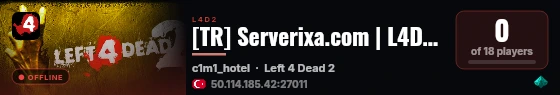 [TR] Serverixa.com | L4D2 !shop !turret !csm live status badge