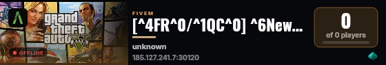 [^4FR^0/^1QC^0] ^6NewVibeRP ^0|^6 Choisis ton start 🤑 ^0|^6 AFK Farm 🎁 ^0|^6 Imports Concess 🏎️ ^0|^6 Optimisation ⚡ ^0|^6 🎤discord.gg/newvibe live status badge