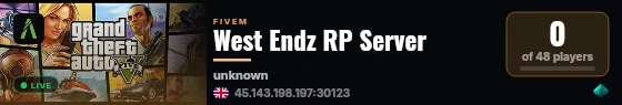 West Endz RP Server live status badge