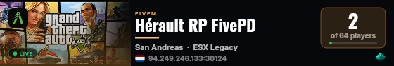 Hérault RP FivePD live status badge