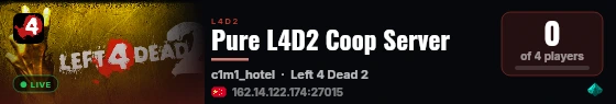 Pure L4D2 Coop Server live status badge