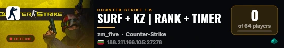 SURF + KZ | RANK + TIMER live status badge