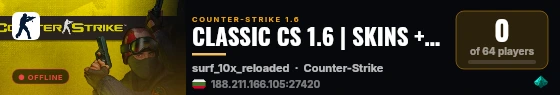 CLASSIC CS 1.6 | SKINS + RANK live status badge