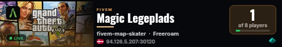 Magic Legeplads live status badge