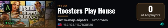 Roosters Play House live status badge