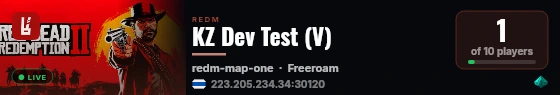 KZ Dev Test (V) live status badge