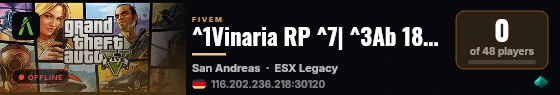 ^1Vinaria RP ^7| ^3Ab 18 ^7| ^2IC-Einreise ^7| ESX live status badge