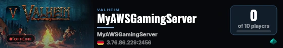 MyAWSGamingServer live status badge