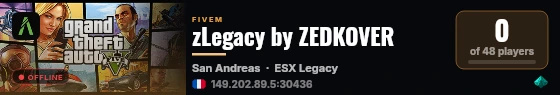 zLegacy by ZEDKOVER live status badge