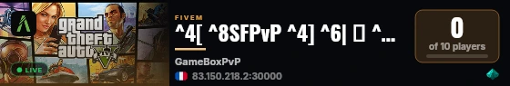 ^4[ ^8SFPvP ^4] ^6| 💥 ^8Lietuvos ^4PvP Serveris ^6| 🌍 ^8Sandy Shores ^6| 🔫 ^4Hardcore PvP ^6| ⚔️ ^8Custom Skriptai ^6| 💰 ^41500k Pradinis Biudžetas live status badge