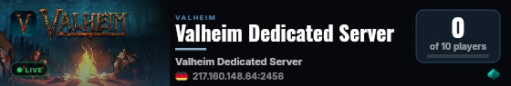Valheim Dedicated Server live status badge