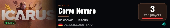 Corvo Novaro live status badge
