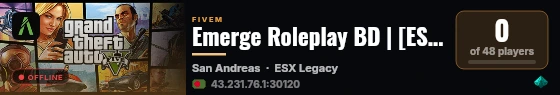 Emerge Roleplay BD | [ESX Legacy] live status badge