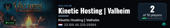 Kinetic Hosting | Valheim live status badge