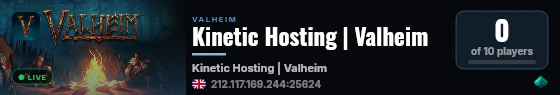 Kinetic Hosting | Valheim live status badge