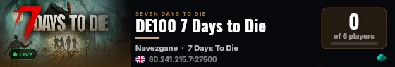 DE100 7 Days to Die live status badge