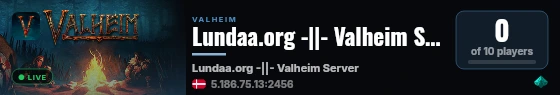 Lundaa.org -||- Valheim Server - Plus live status badge