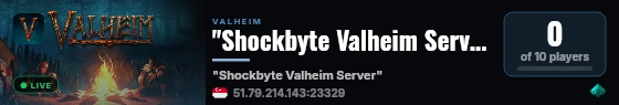 "Shockbyte Valheim Server" live status badge