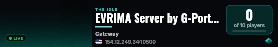 EVRIMA Server by G-Portal.com fox live status badge