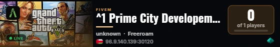 ^1 Prime City Developemnt Server | @ (Discordgg/pc1) live status badge