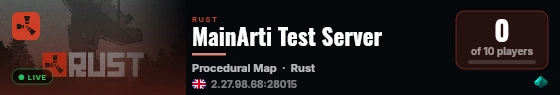 MainArti Test Server live status badge