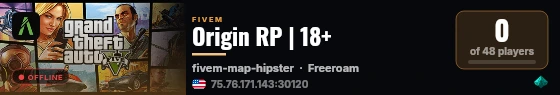 Origin RP | 18+ live status badge