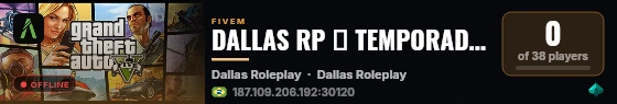 DALLAS RP 🌾 TEMPORADA 2 orgs e facs livres eventos diários ➡️ VERDADEIRO RP ESTÁ AQUI #COMUNIDADE live status badge