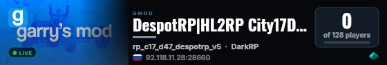 DespotRP|HL2RP City17District47 Возмездие! live status badge