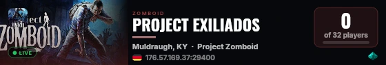 PROJECT EXILIADOS live status badge