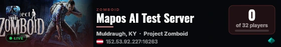 Mapos AI Test Server live status badge