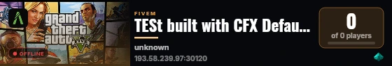 TESt built with CFX Default FiveM! live status badge