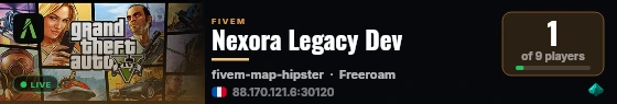 Nexora Legacy Dev live status badge