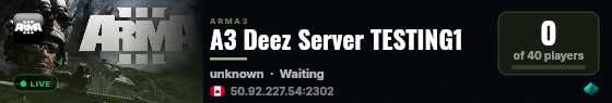 A3 Deez Server TESTING1 live status badge