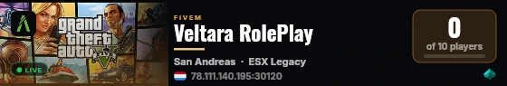 Veltara RolePlay live status badge