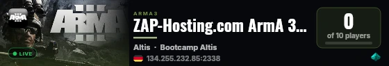 ZAP-Hosting.com ArmA 3 Serverhosting - If you want more power live status badge
