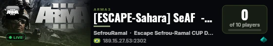 [ESCAPE-Sahara] SeAF  -Sombra e Água Fresca  - ThunderMan live status badge