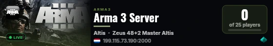 Arma 3 Server live status badge