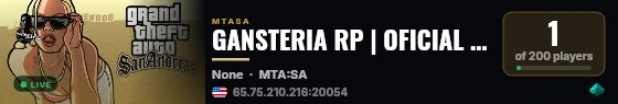 GANSTERIA RP | OFICIAL | UNICO | SOPORTE | ACTIVO | SEMI ROL live status badge