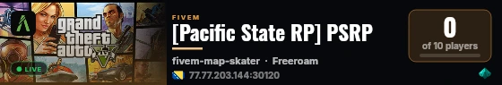[Pacific State RP] PSRP live status badge