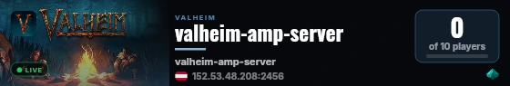 valheim-amp-server live status badge